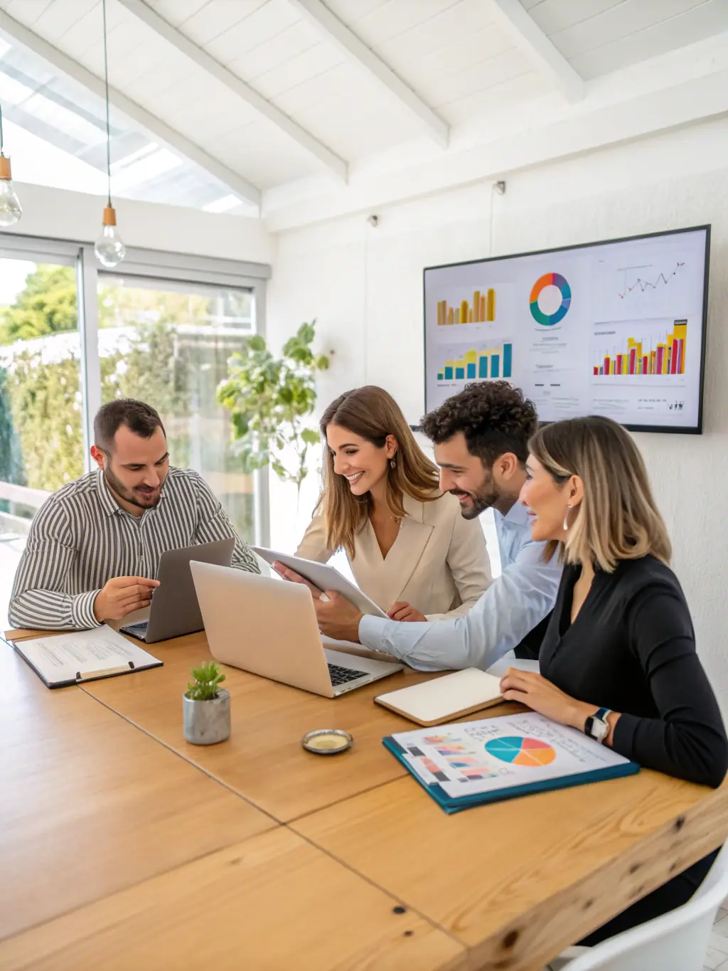 A diverse team collaborating on digital marketing strategies, showcasing AllSolutions LLC's comprehensive approach to enhancing online presence and driving business growth.